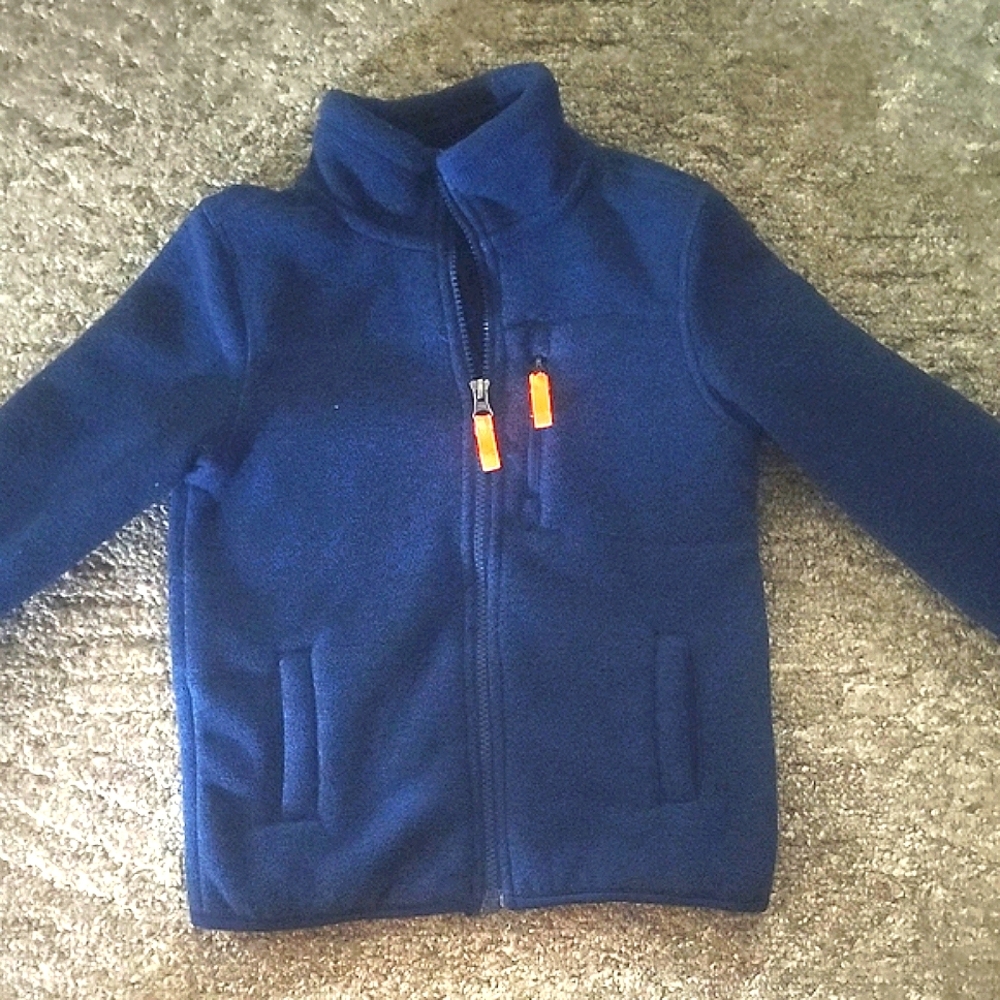 32 Degree Heat Brand Kida Navy Blue Fleece Jacket with Orange Size XS (5-6)
